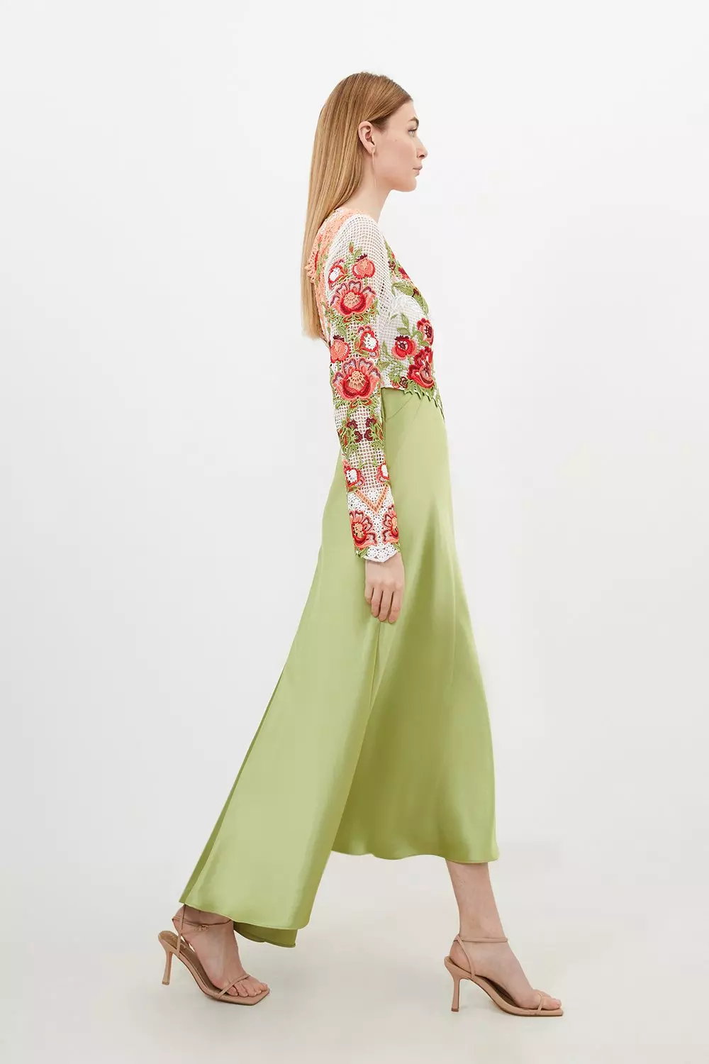 関税送料込★SALE★完売間近★KarenMillen★laceドレス Premium Satin Guipure Lace Maxi Dress | Karen Millen