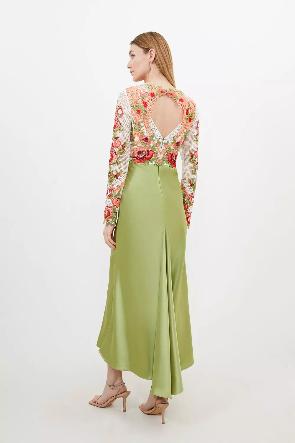 【Karen Millen】フローラルアップリケオーガンジーマキシドレス ◇KAREN MILLEN◇花柄アップリケ オーガンジー マキシドレス