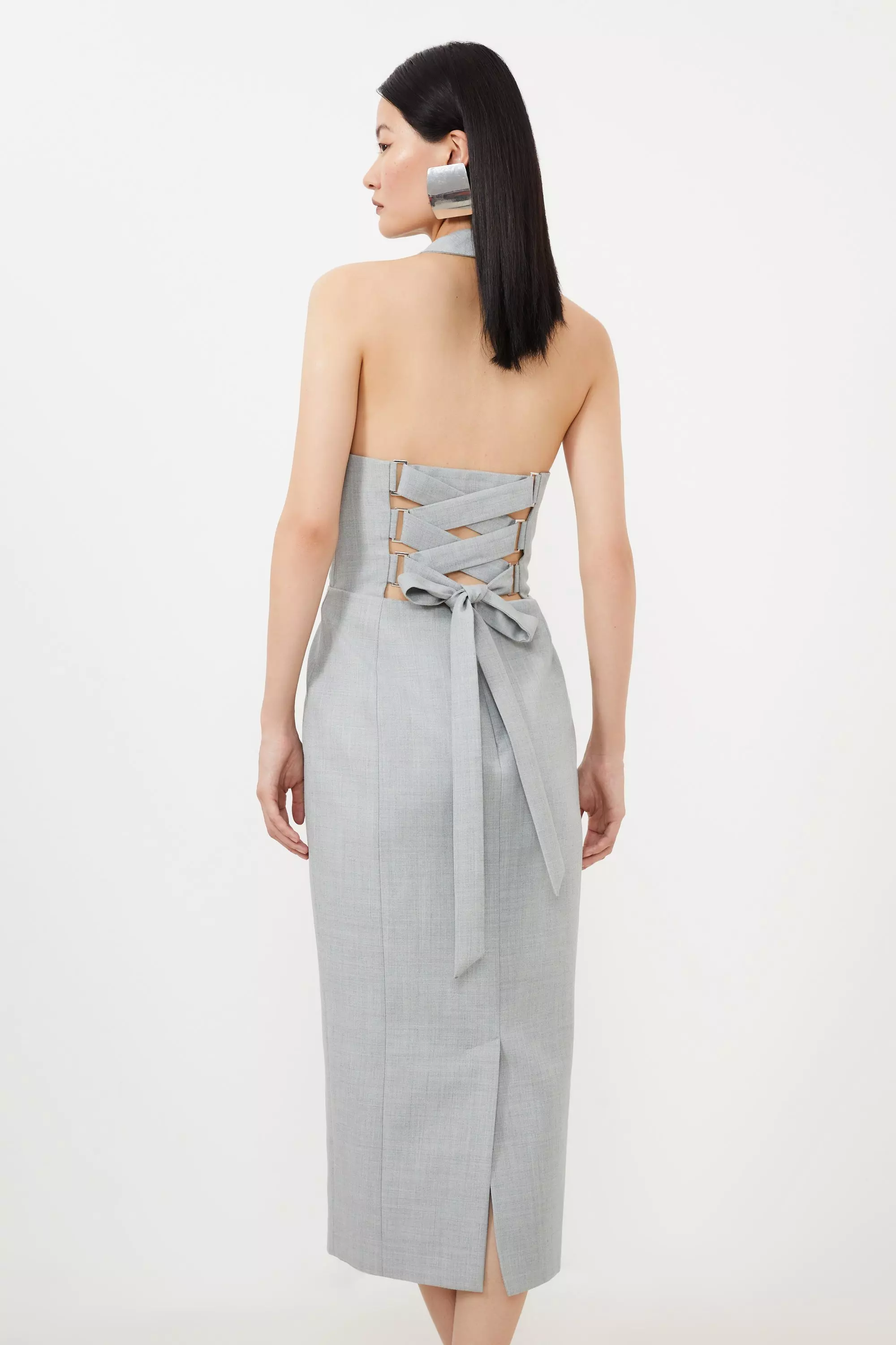 Petite Tailored Wool Blend Halter Neck Pencil Dress | Karen