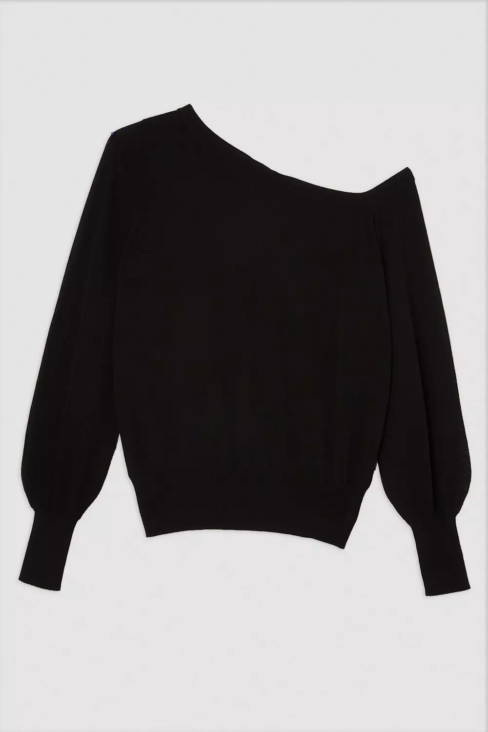 Black Lightweight Viscose Blend Summer Knit Off Shoulder Top alternative image