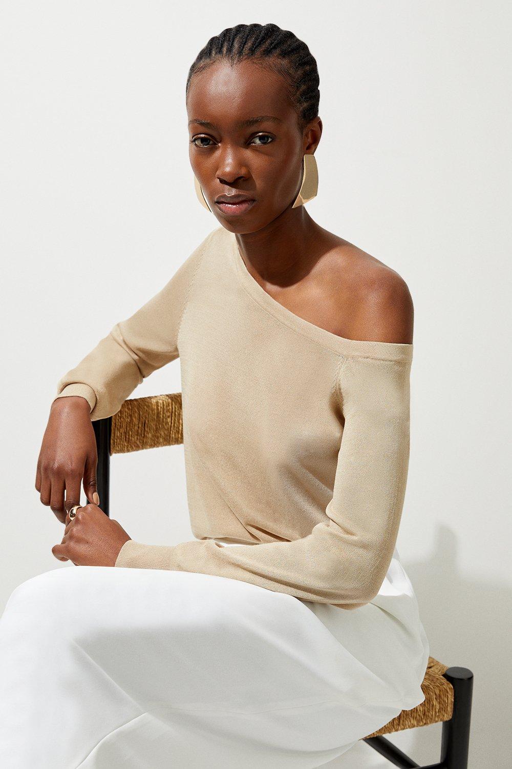 関税送料込★SALE★完売間近★KarenMillen★Off Shoulderドレス One Shoulder Tops | Karen Millen US