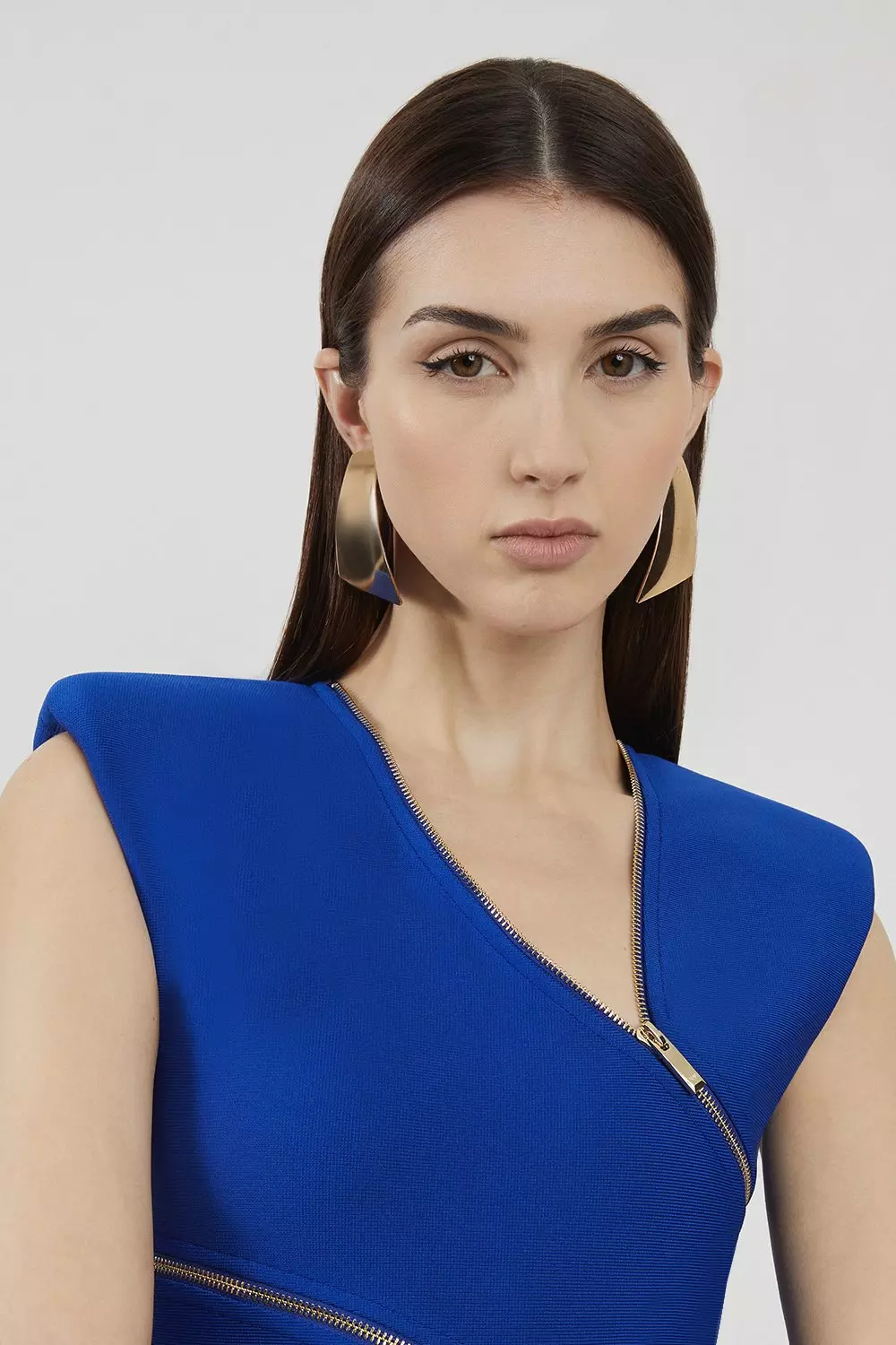 Bandage Form Fitting Zip Detail Midi Dress | Karen Millen