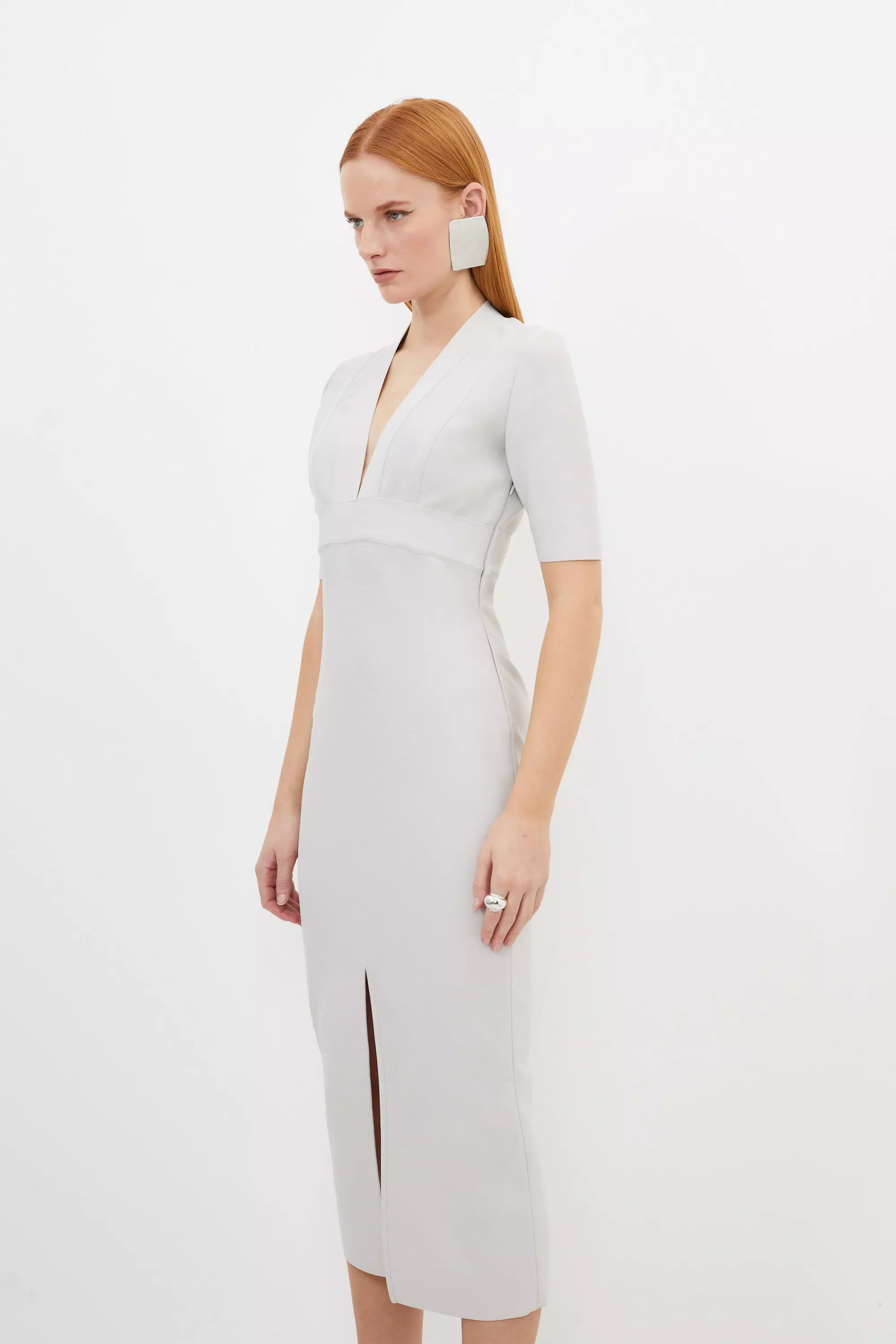 Bandage Form Fitting V Neck Maxi Dress | Karen Millen