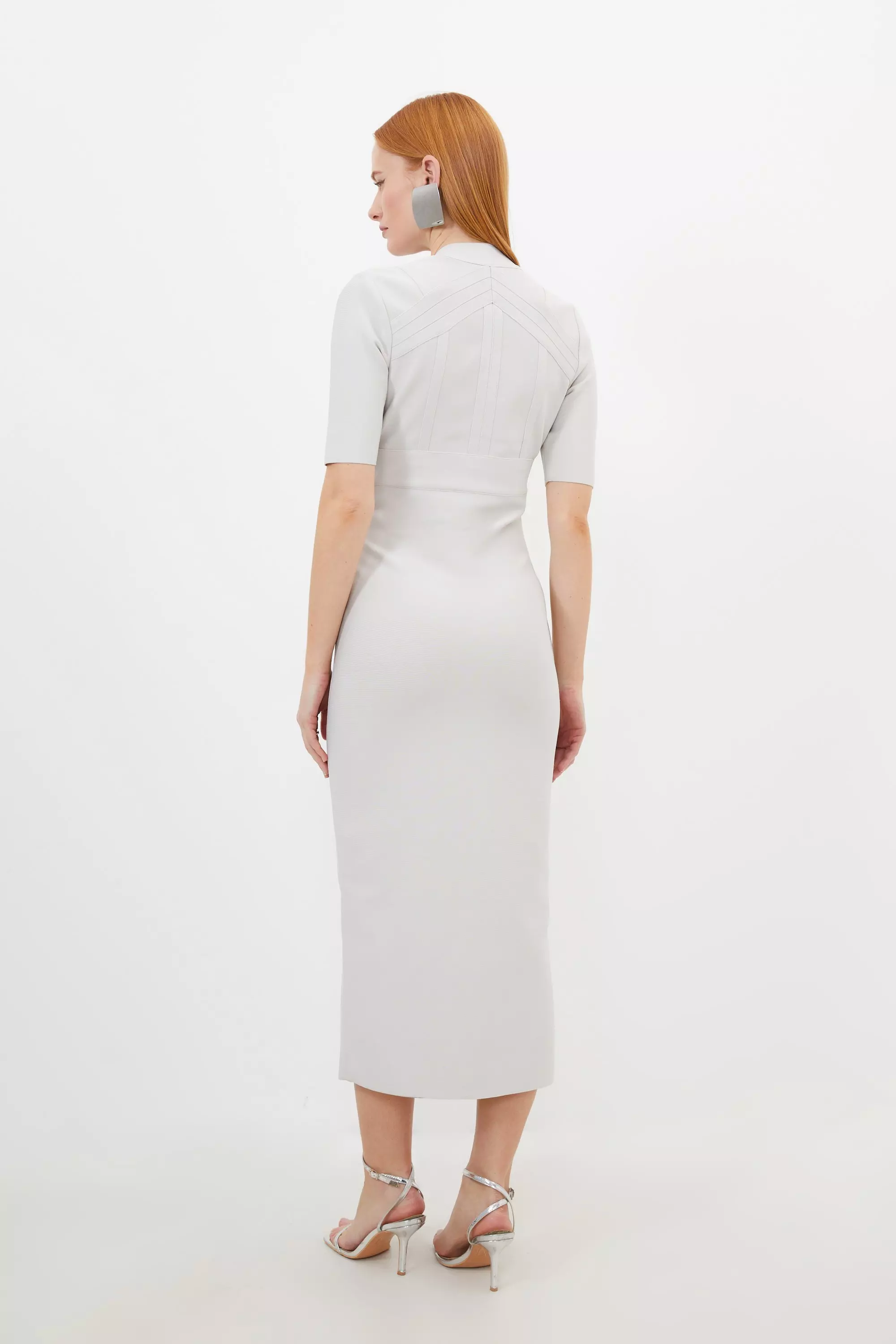 【KAREN MILLEN】フリル袖 ニットミディドレス（送料込み) Bandage Form Fitting V Neck Maxi Dress | Karen Millen