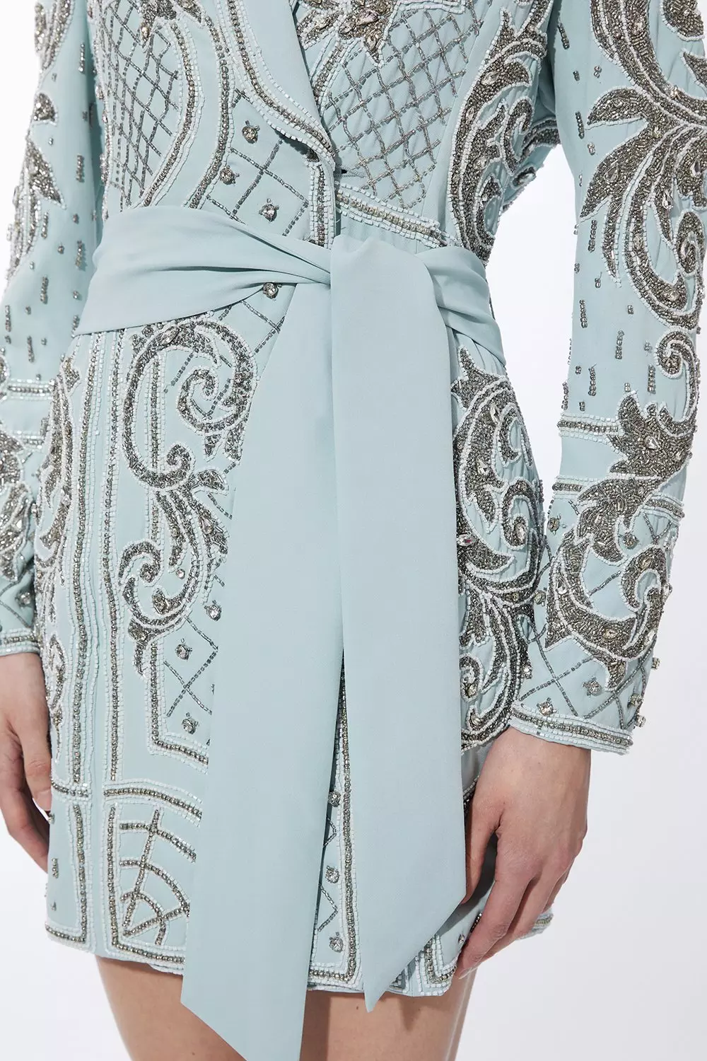 Crystal Embellished Woven Blazer Mini Dress | Karen Millen