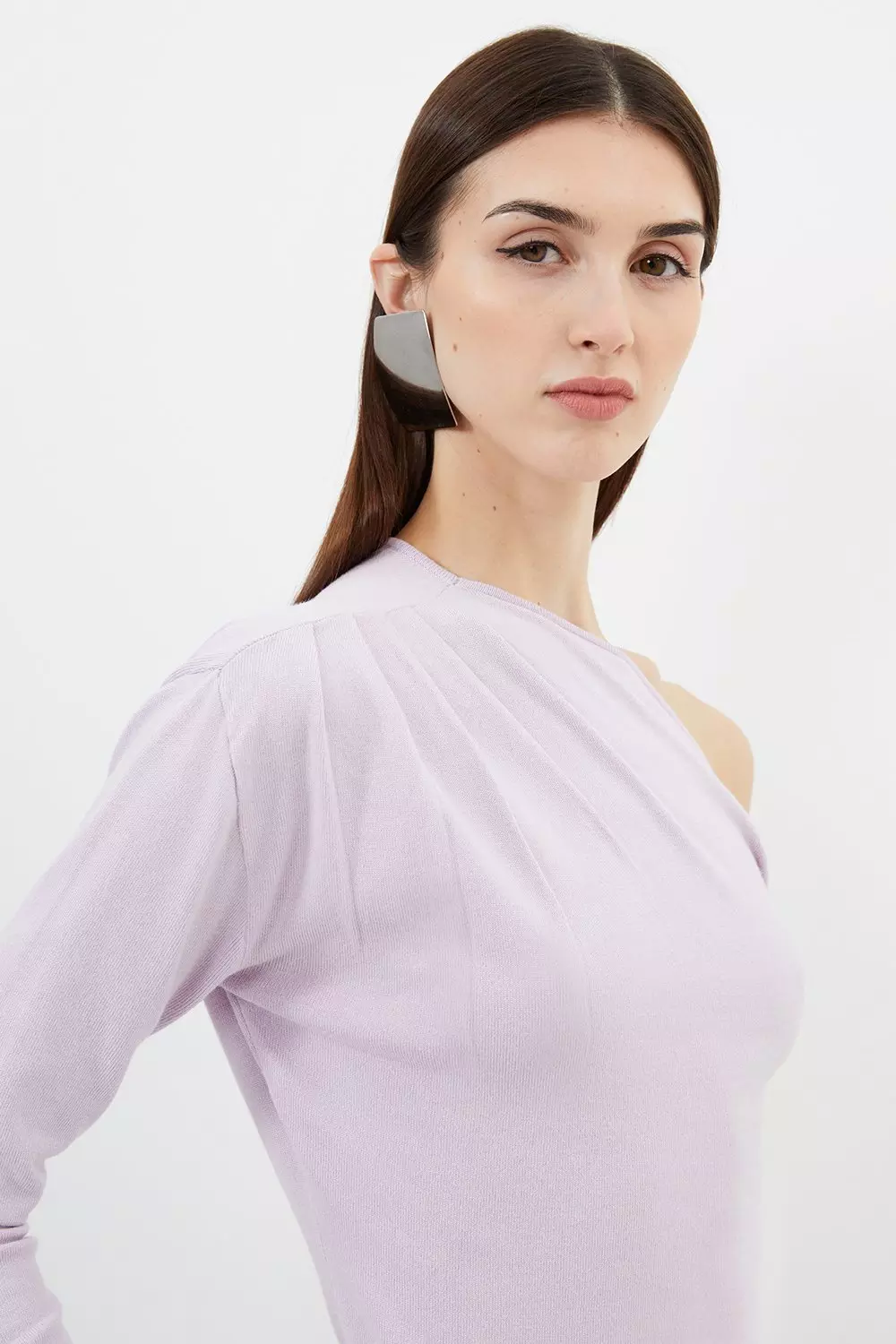 Viscose Blend Off Shoulder Knit Top | Karen Millen