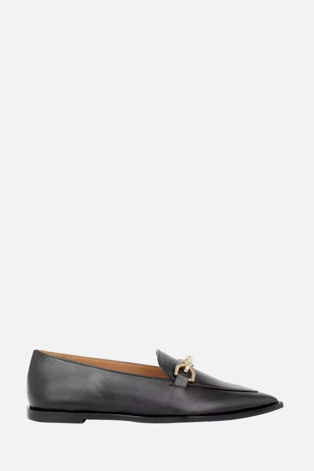 Leather Buckle Detail Pointed Toe Loafer | Karen Millen