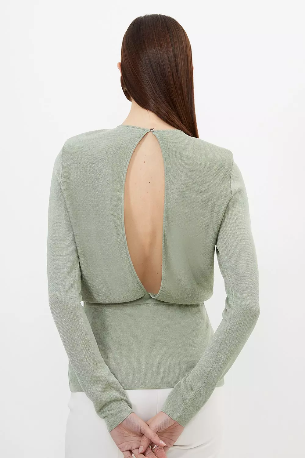 Slinky Viscose Knit Blouson Pin Tuck Top | Karen Millen