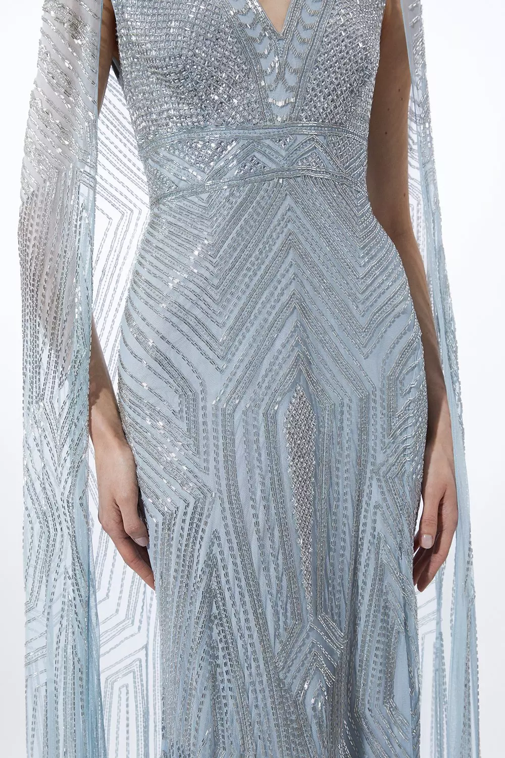 Premium Embellished Caped Maxi Dress | Karen Millen