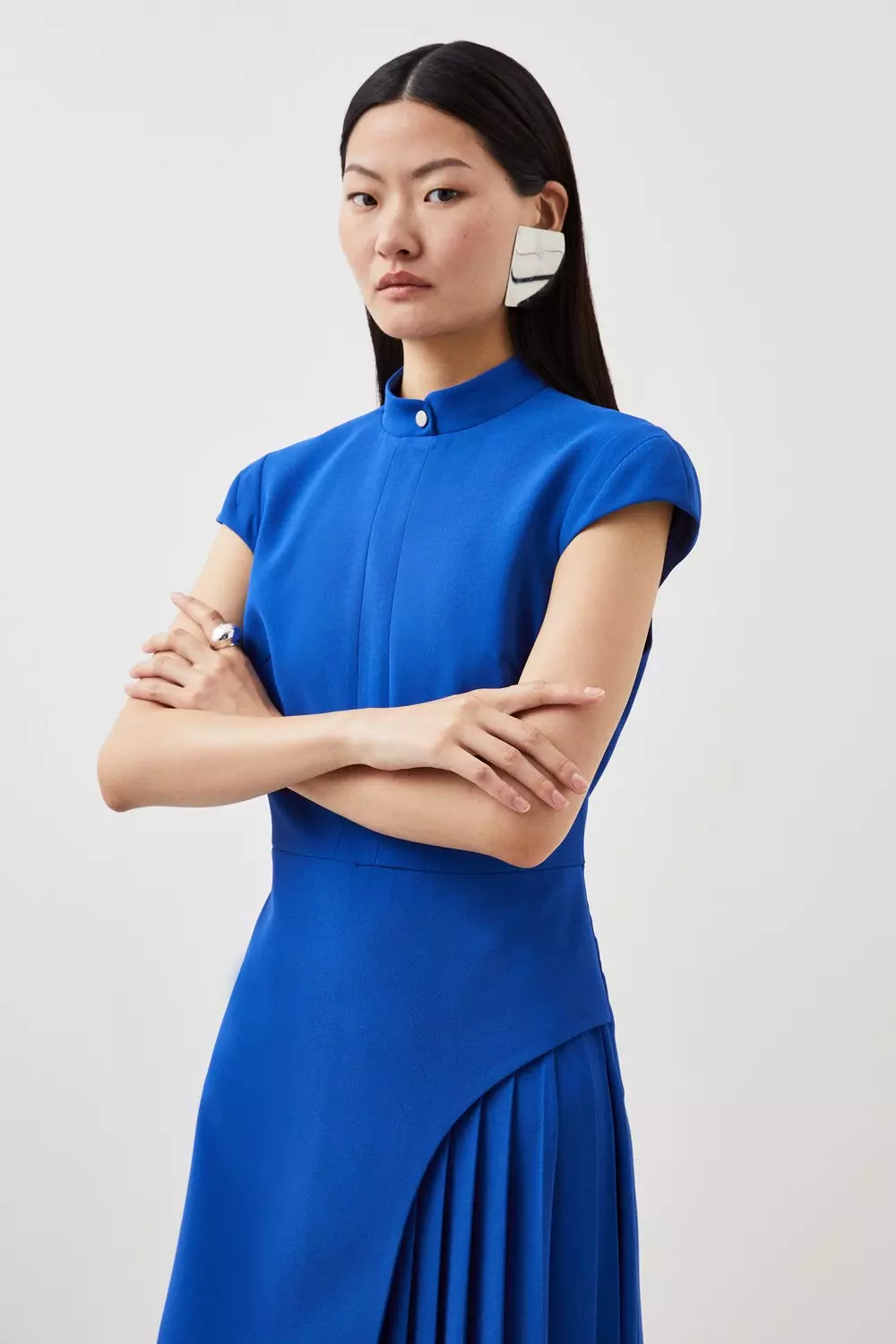 Fashion karen millen blue pleated dress