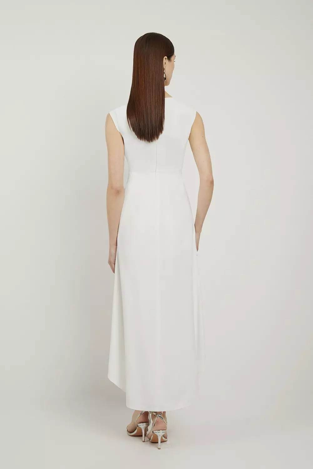 Ivory Petite Compact Stretch Viscose Drape Tailored Midi Dress alternative image