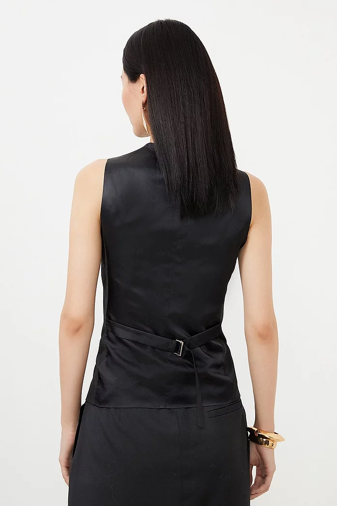 Tailored Premium Twill Double Breasted Vest | Karen Millen Tailored Premium Twill Double Breasted Vest | Karen Millen