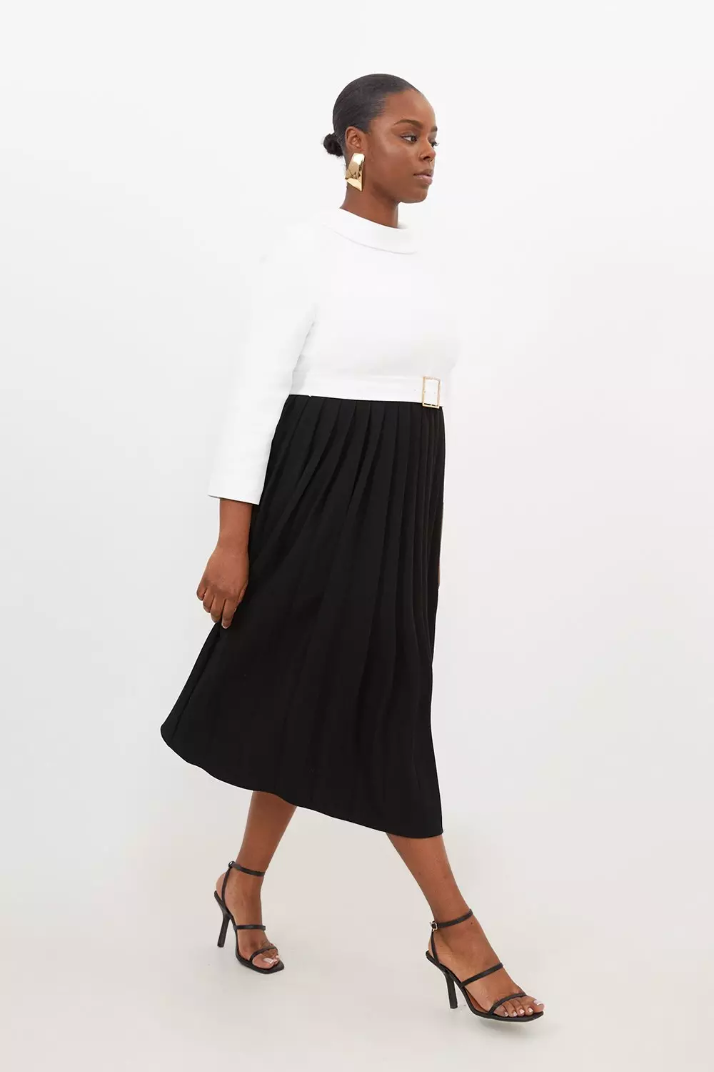 Black a line midi skirt plus size best sale