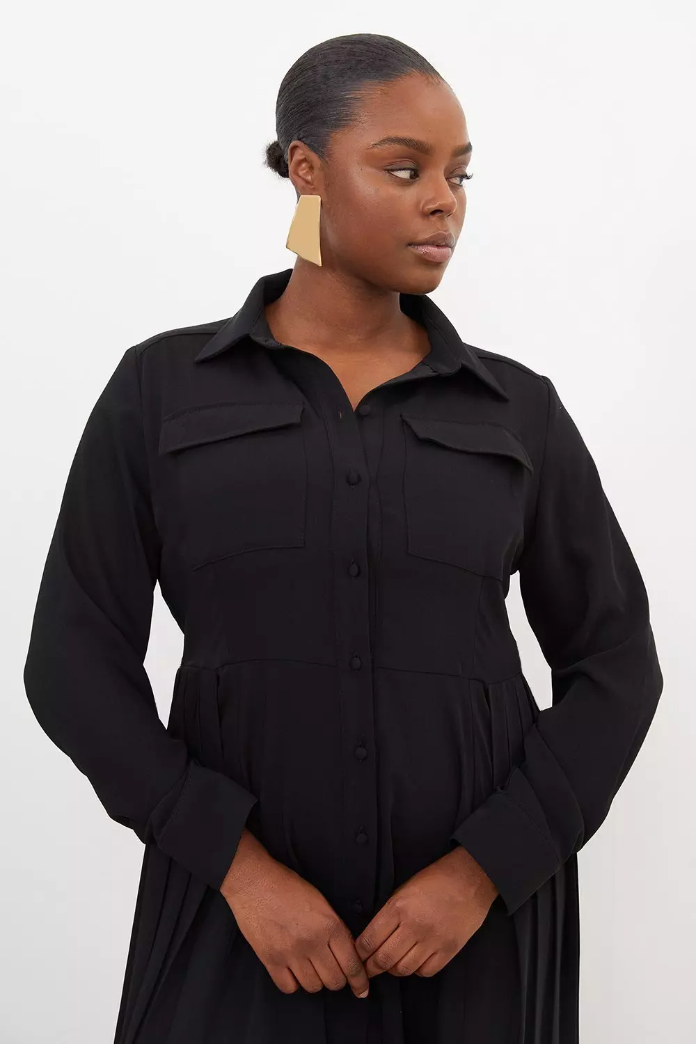 Plus size shirt dress with pockets on sale