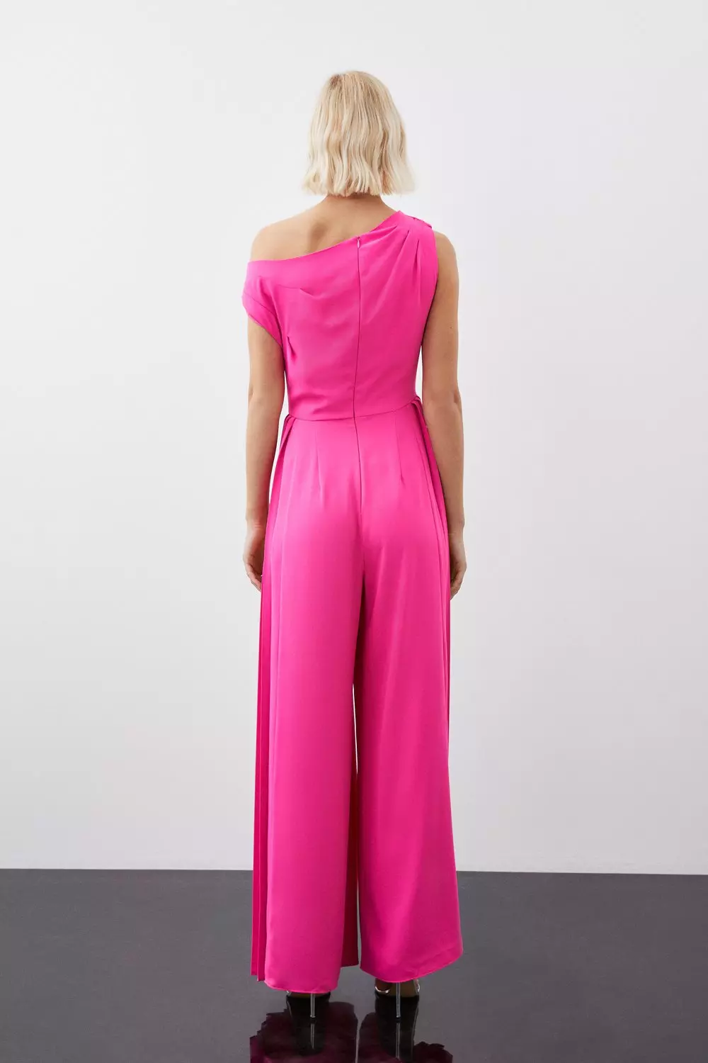 Petite Soft Tailored Off Shoulder Pleat Detail Jumpsuit Karen Millen