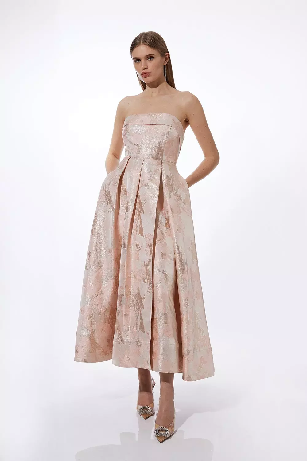 KAREN MILLEN* フレア スクエアネック マキシプロムドレス bkk16628_blush_xl?$