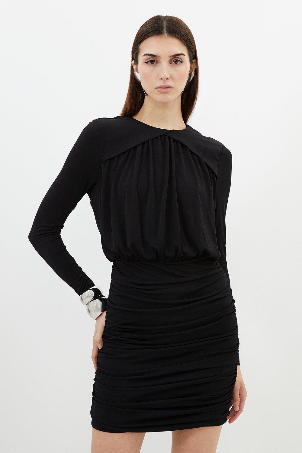 Ruched Jersey Crepe Mini Dress - Discount £24