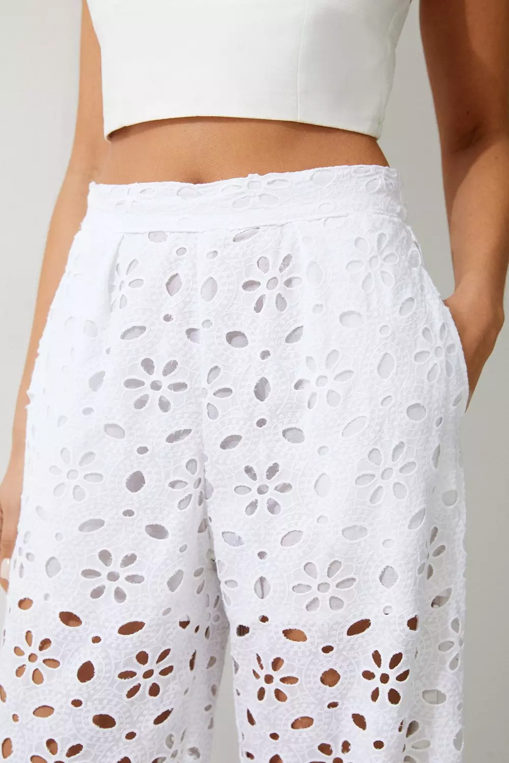 【INCHANT ME】[unisex] Eyelet Cotton Wide Pants I.N.C. International Concepts Women's Cotton Eyelet Pants