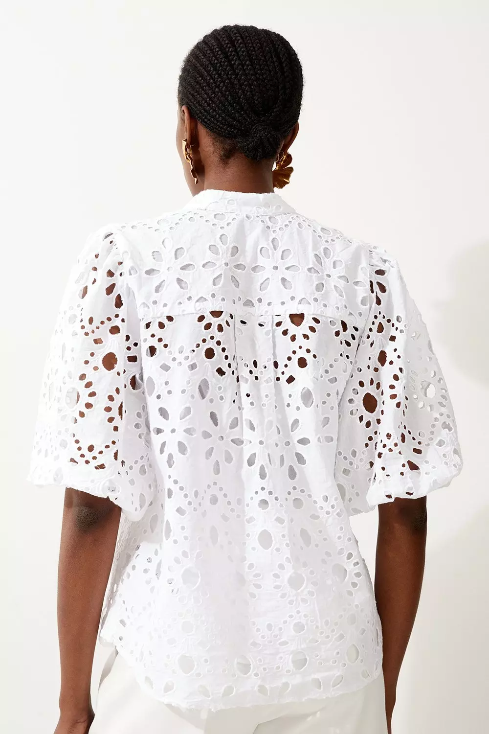 Woven Eyelet Short Sleeve Blouse | Karen Millen