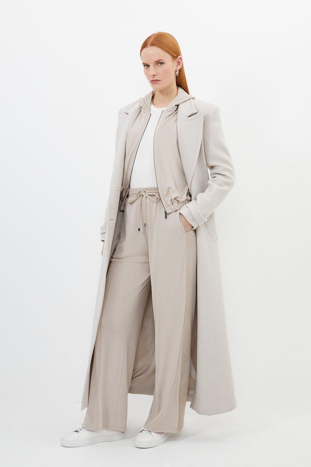 Stone Premium Viscose Jersey And Satin Wide Leg Sweatpants