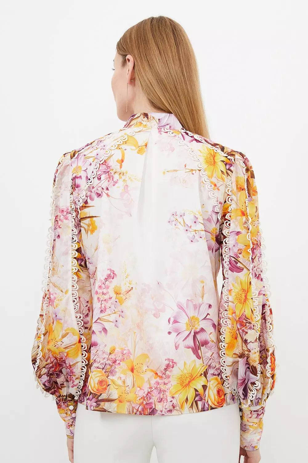 Trailing Floral Woven High Neck Blouse | Karen Millen