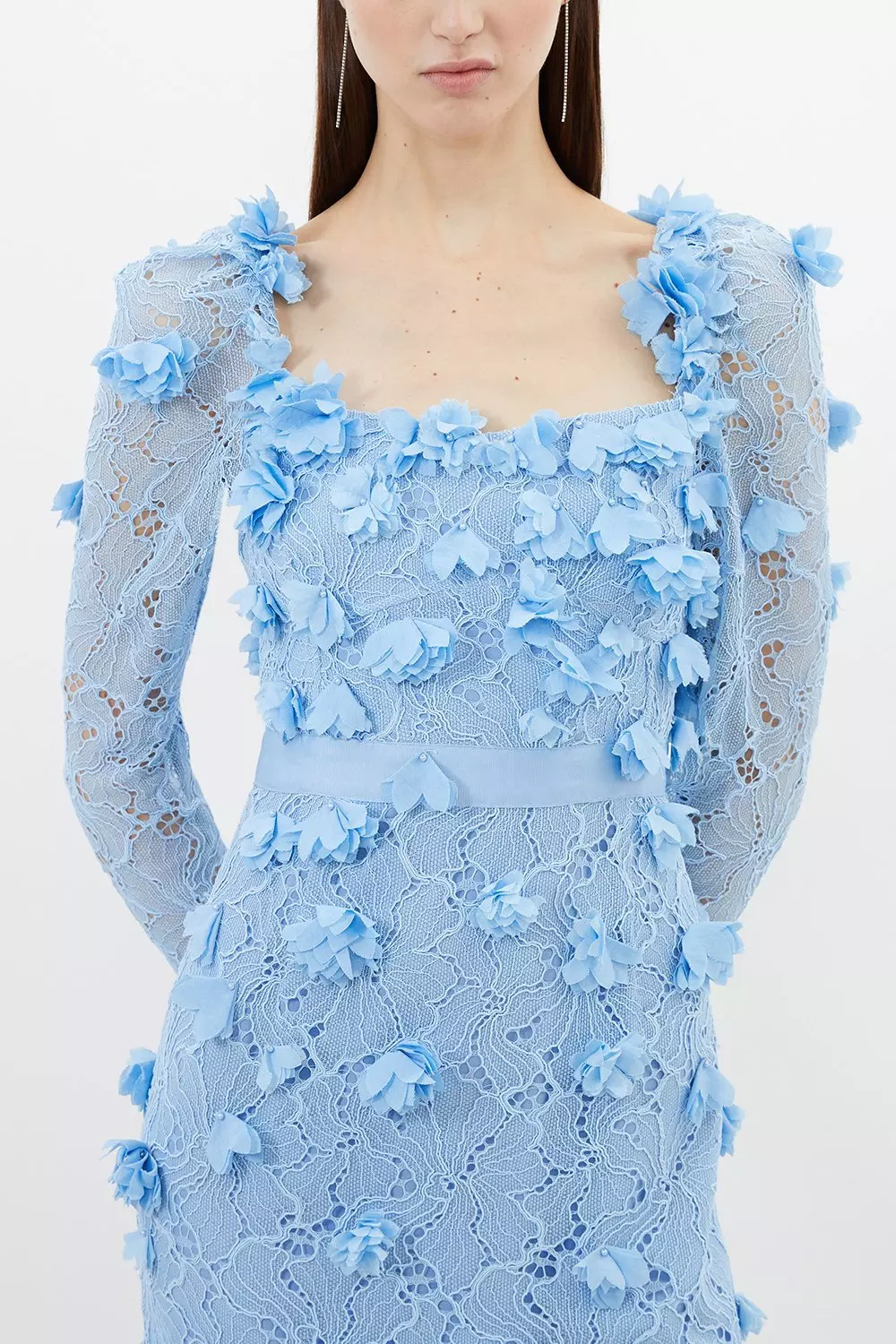 Tall Lace Petal Applique Woven Midi Dress | Karen Millen