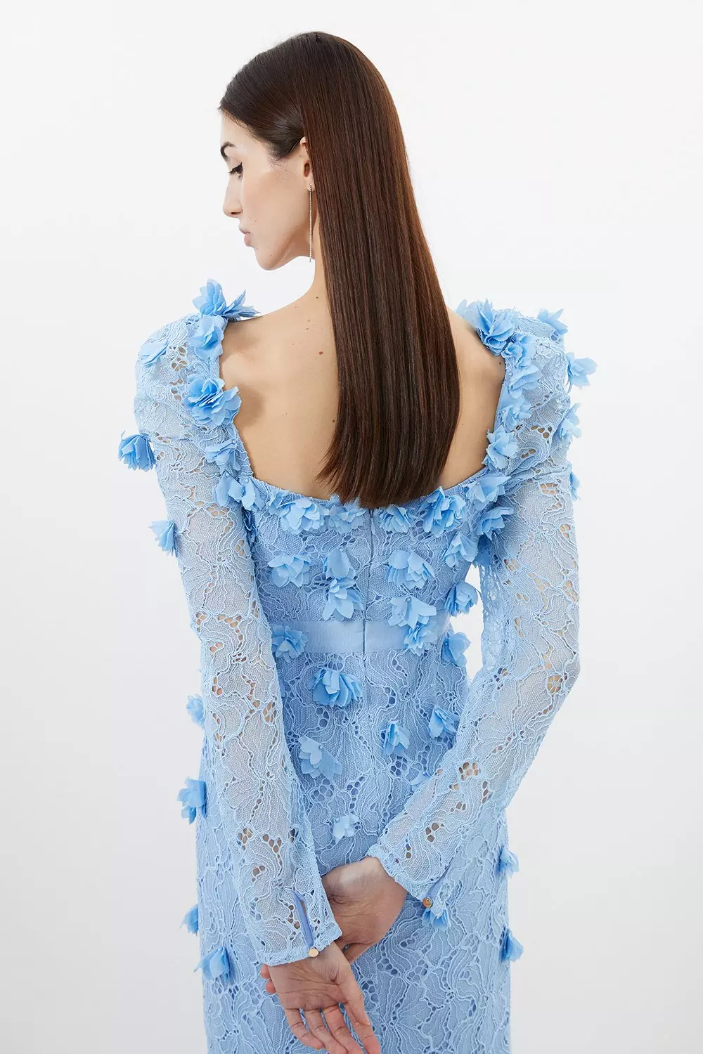 Tall Lace Petal Applique Woven Midi Dress | Karen Millen