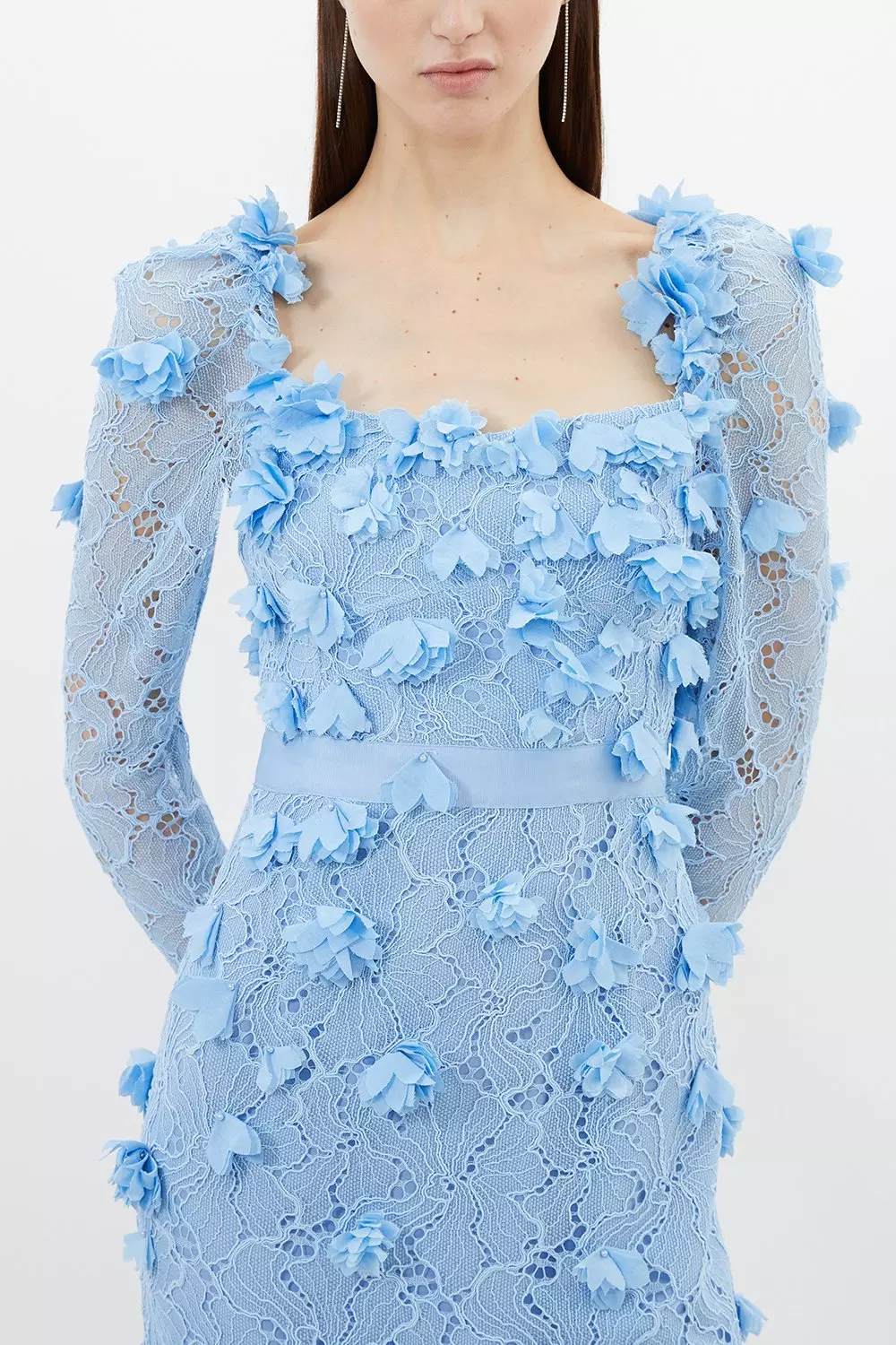 【Karen Millen】フローラル ウーブン レースアップ ドレス Ombre Floral Cowl Front Woven Top | Karen Millen