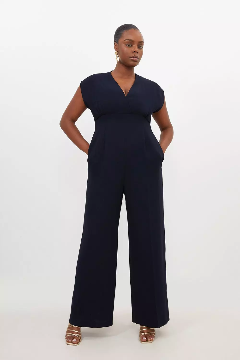 Plus Size Fluid Tailored Wide Leg Jumpsuit | Karen Millen