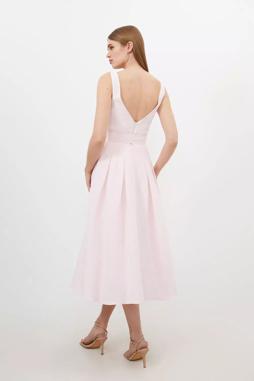 関送込【KAREN MILLEN】サテンボウタイネックテーラードドレス Satin Crepe Tie Neck Woven Maxi Dress | Karen Millen