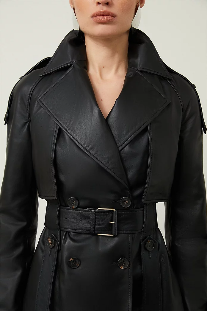 Leather Short Belted Trench Coat | Karen Millen Leather Short Belted Trench Coat | Karen Millen