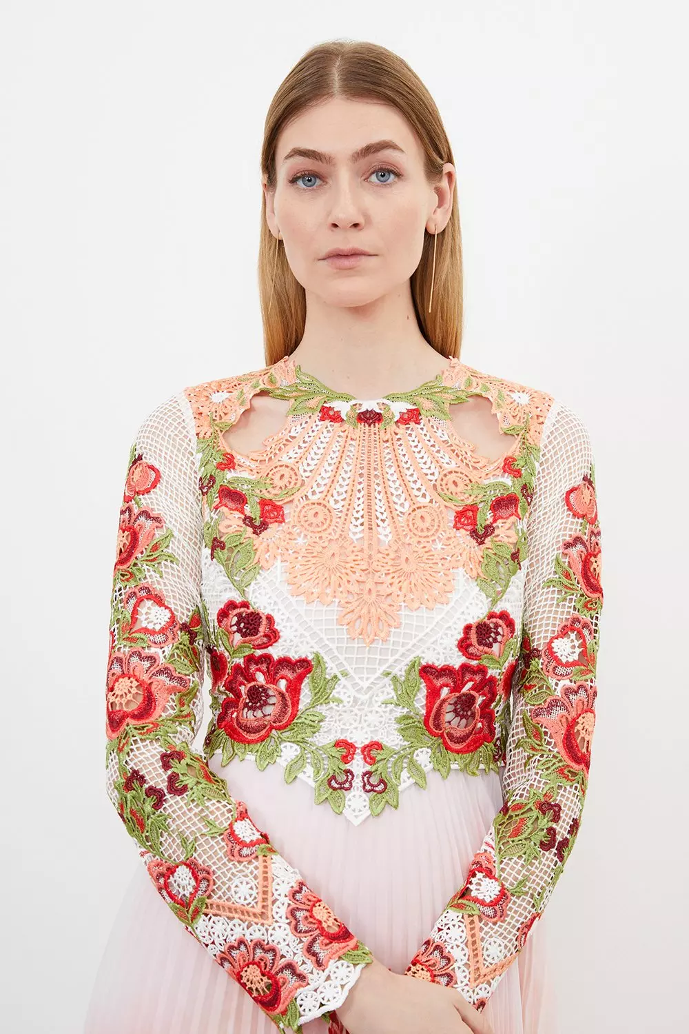 Floral Guipure Lace Woven Maxi Dress | Karen Millen