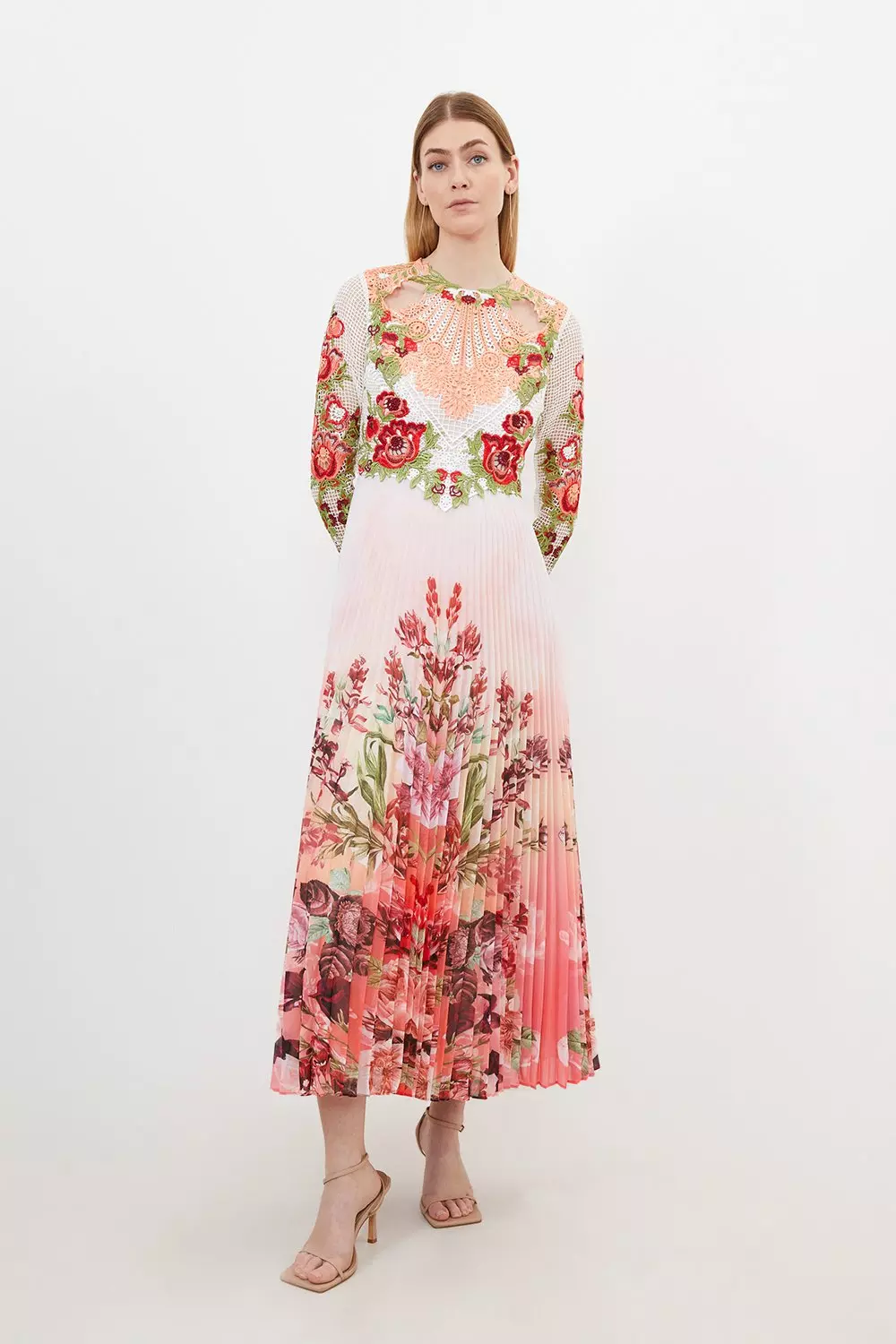 Petite Floral Guipure Lace Woven Maxi Dress Karen Millen