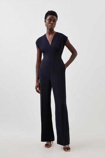 Fluid Tailored Wide Leg Jumpsuit navy