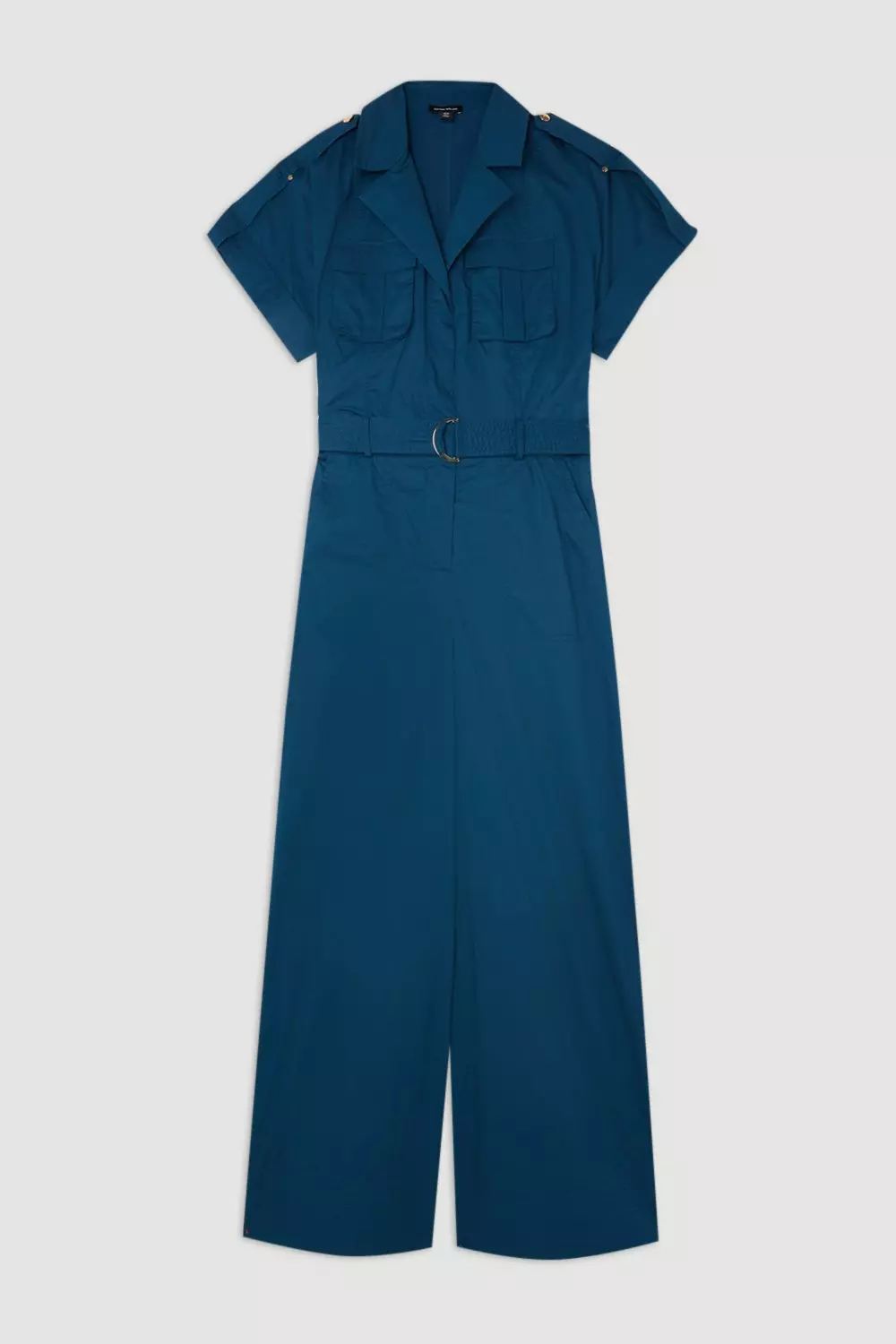 Cotton Sateen Woven Wide Leg Jumpsuit | Karen Millen