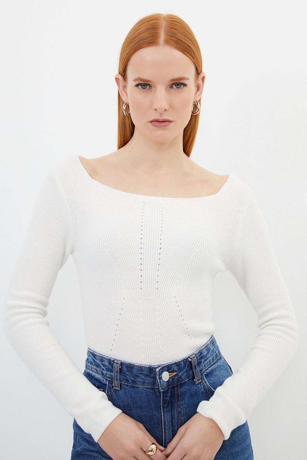 Ribbed Long Sleeve Tops | Karen Millen