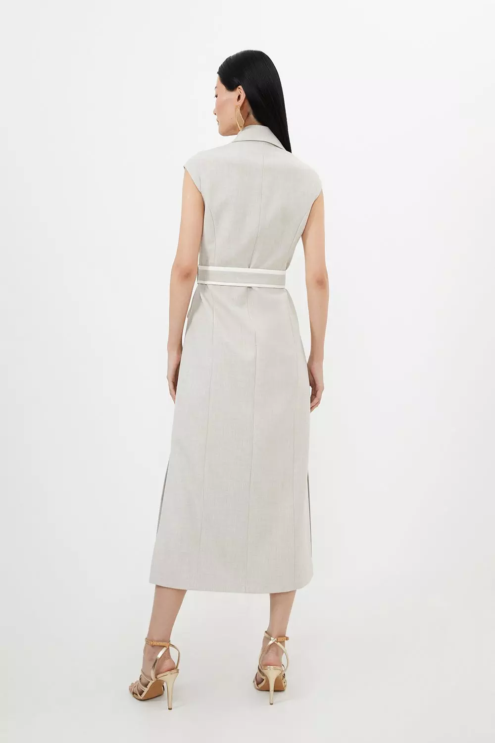 ワンピース laubeblanc Double-belted Melange Dress Double-belted Melange Dress – L'AUBE BLANC