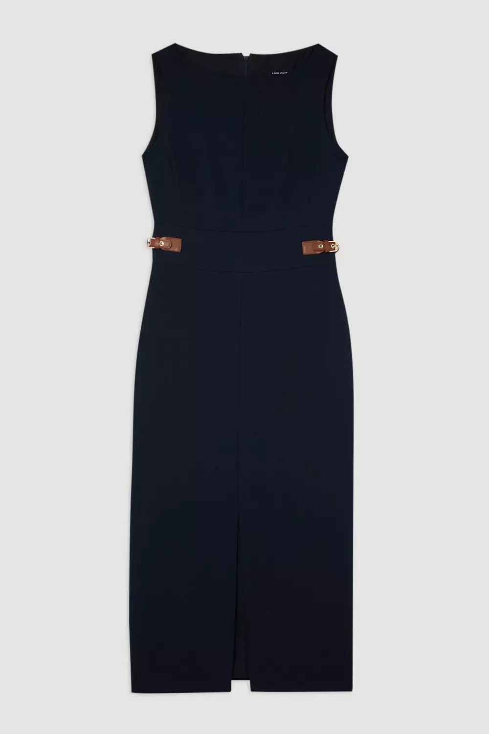 Midnight Compact Stretch Tailored Pu Tab Detail Midi Dress alternative image