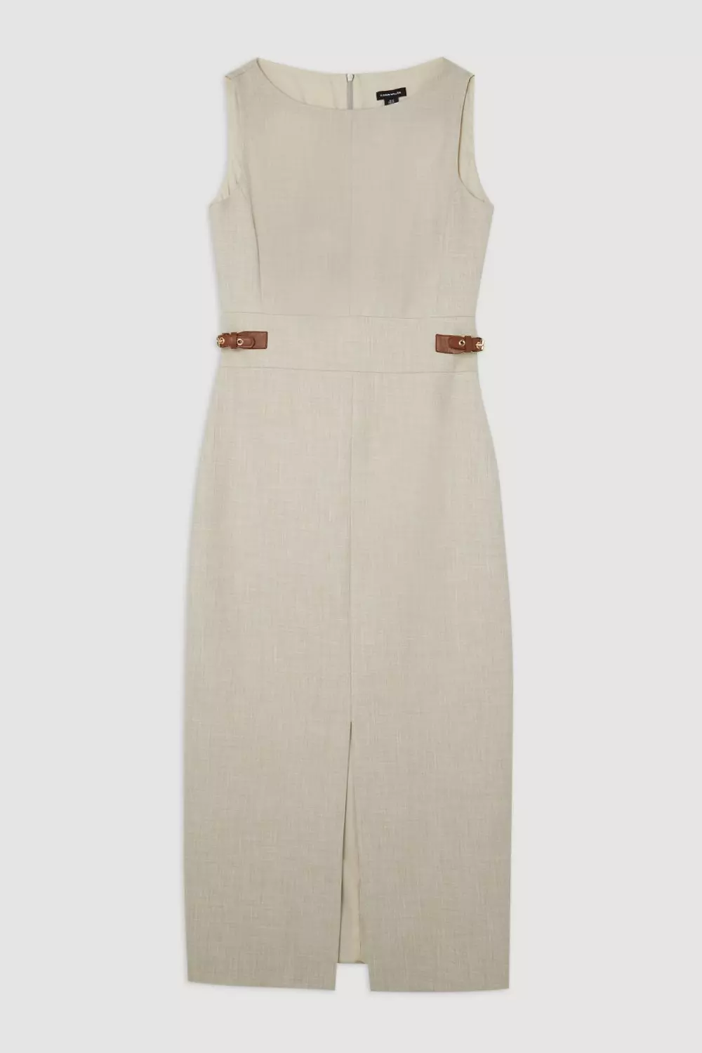 Melange Tailored Pu Tab Detail Midi Dress | Karen Millen