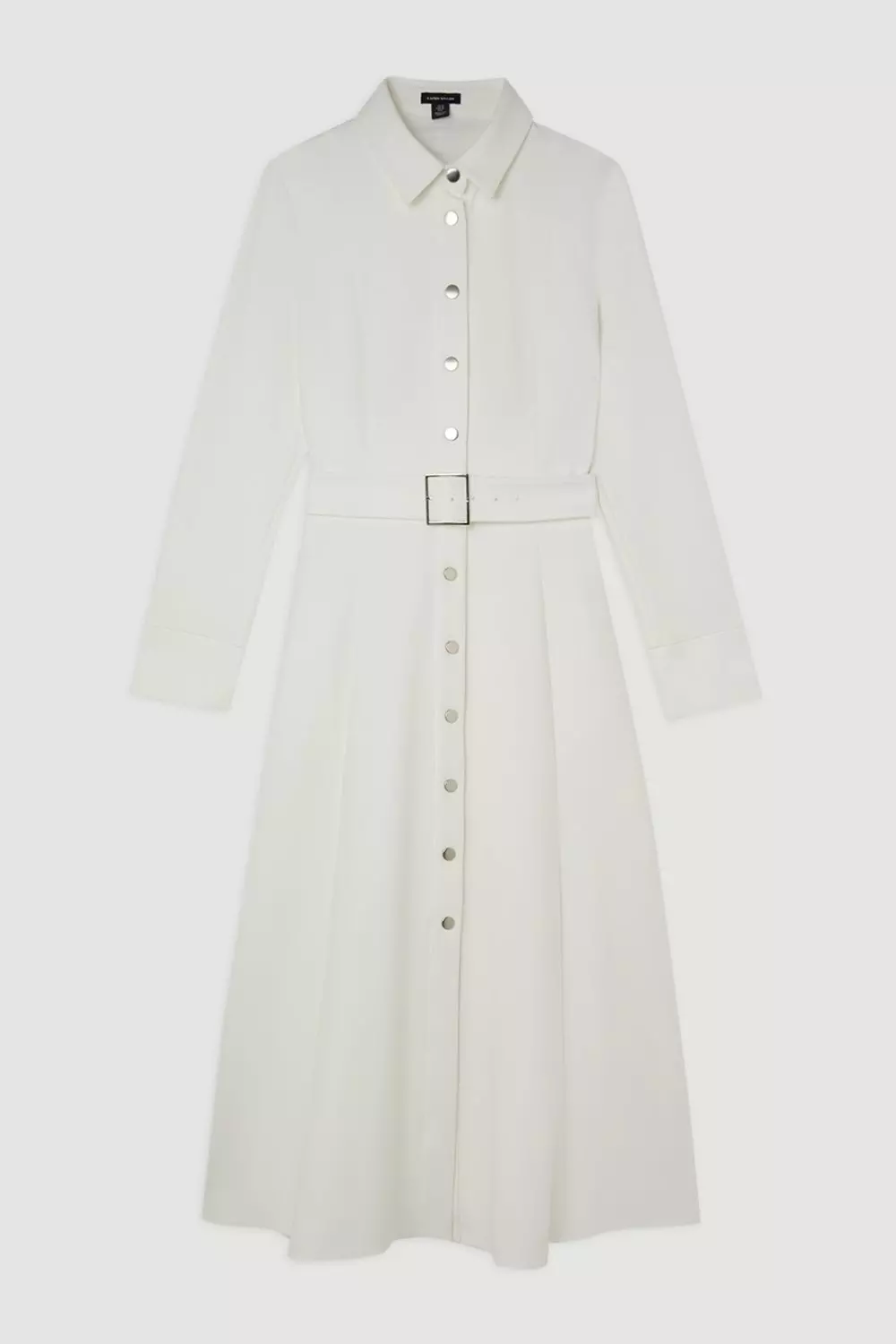 Tailored Compact Stretch Belted Shirt Dress | Karen Millen