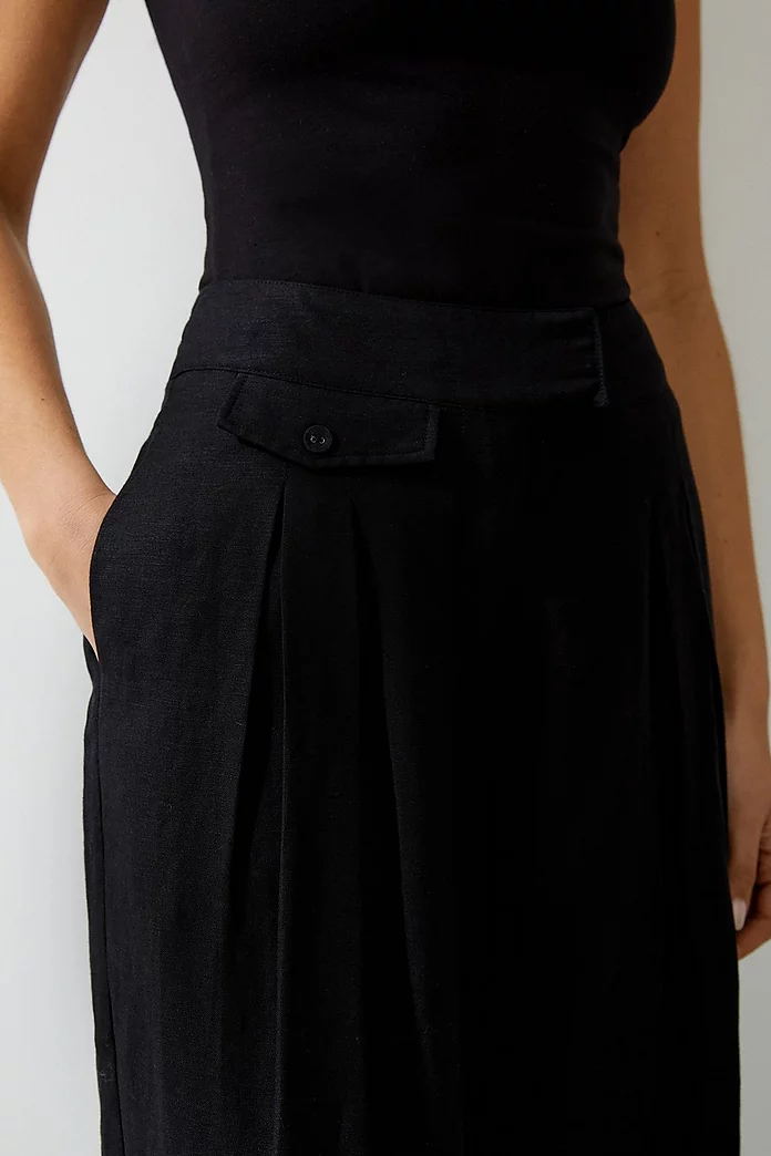 Linen Wide Leg Buckle Detail Woven Pants | Karen Millen Linen Wide Leg Buckle Detail Woven Pants | Karen Millen