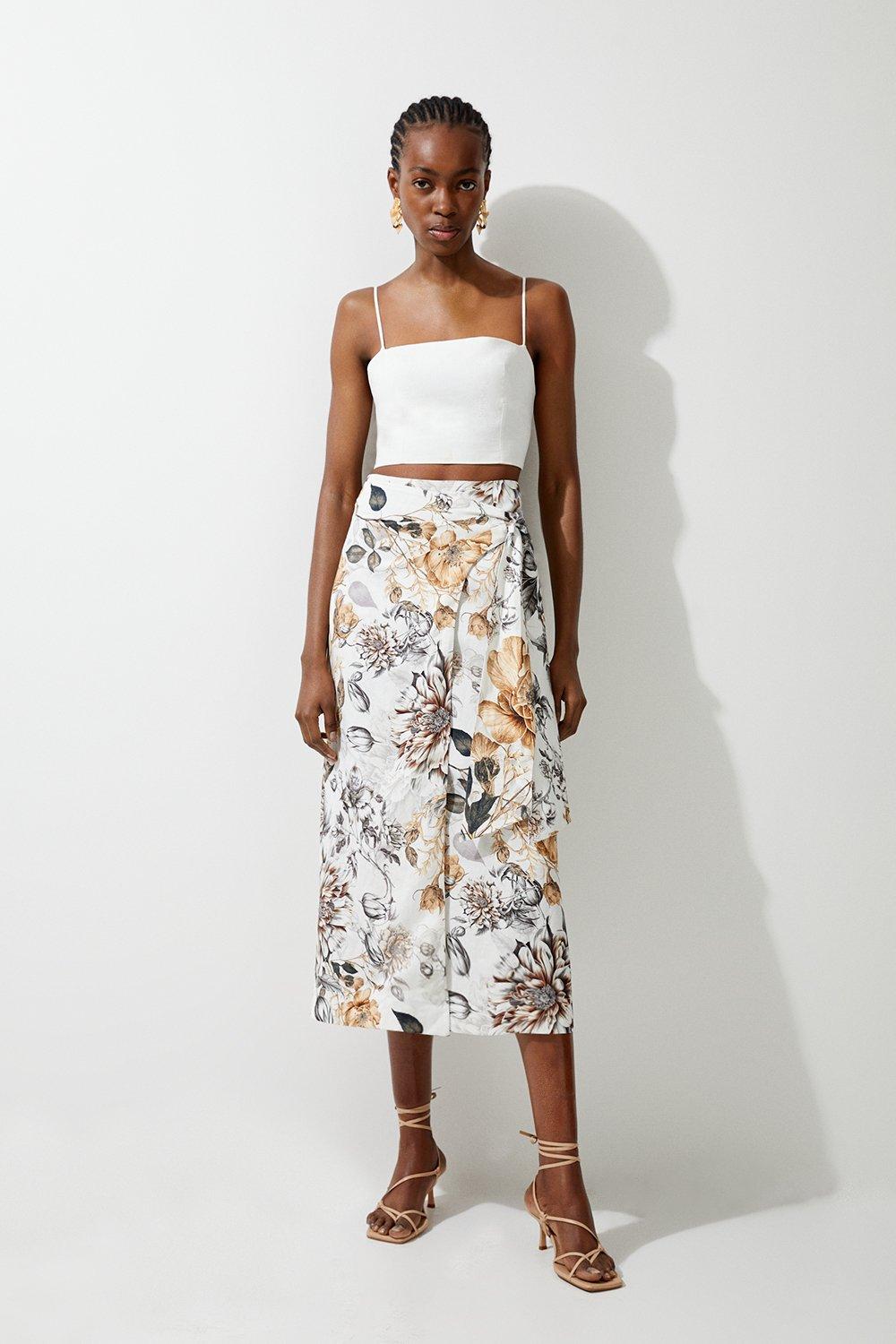 Floral midi skirt on sale hotsell