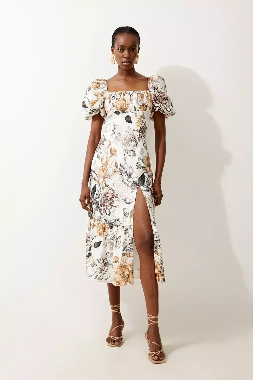 Floral linen dress hotsell