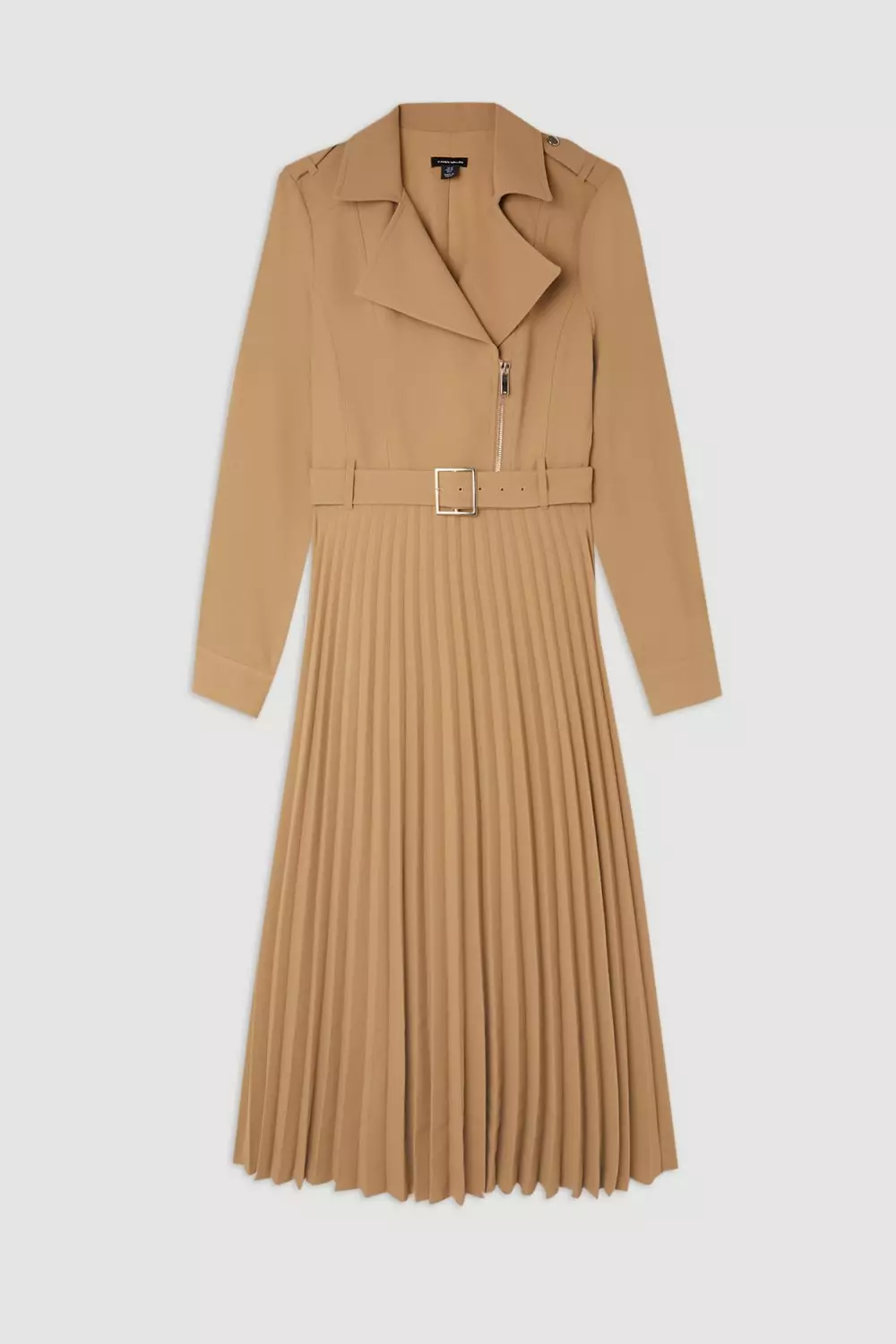 Tailored Crepe Belted Pleated Skirt Midi Shirt Dress Karen Millen