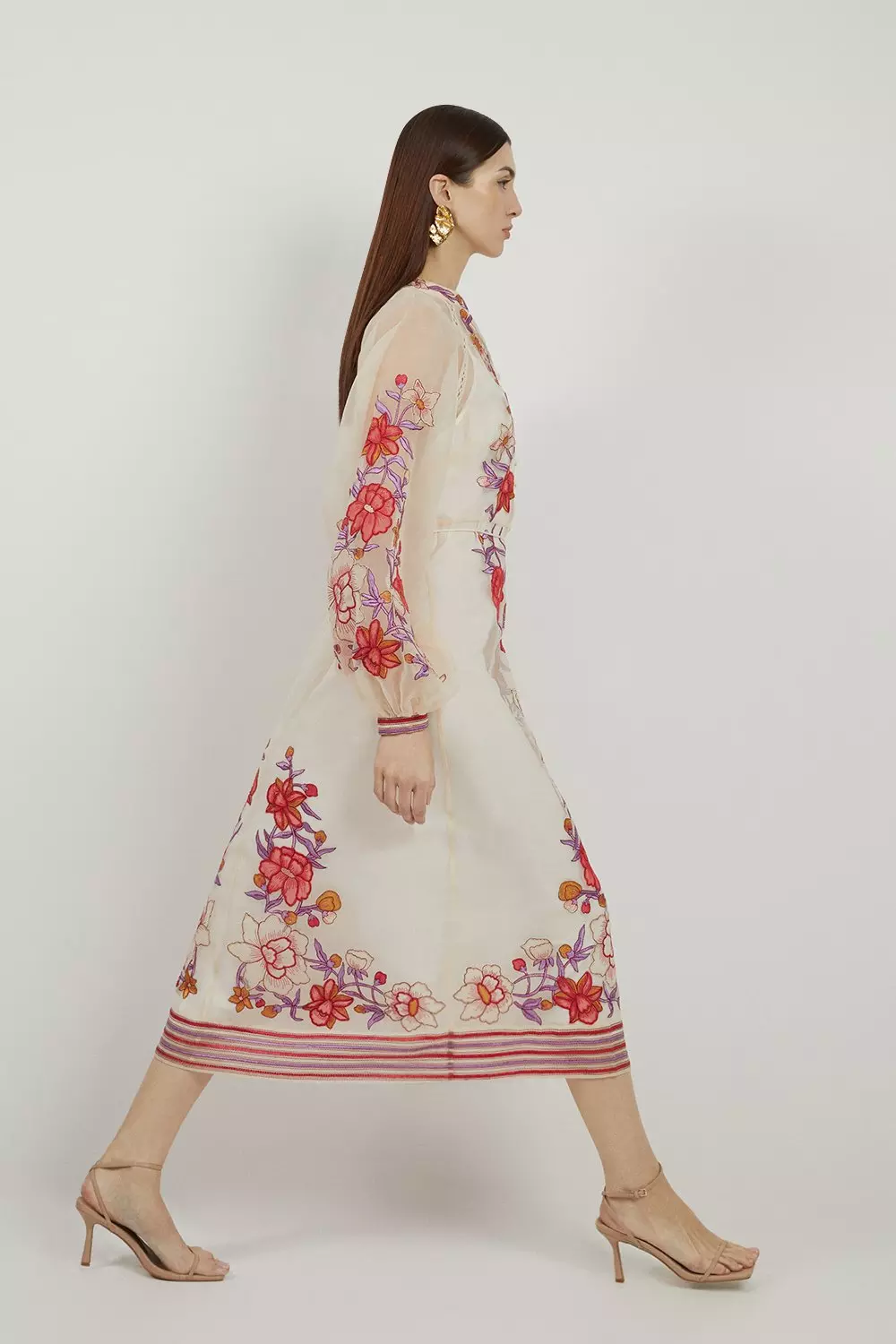【KAREN MILLEN】Floral Embroidery Organdie ミディドレス bkk23132_green_xl?$