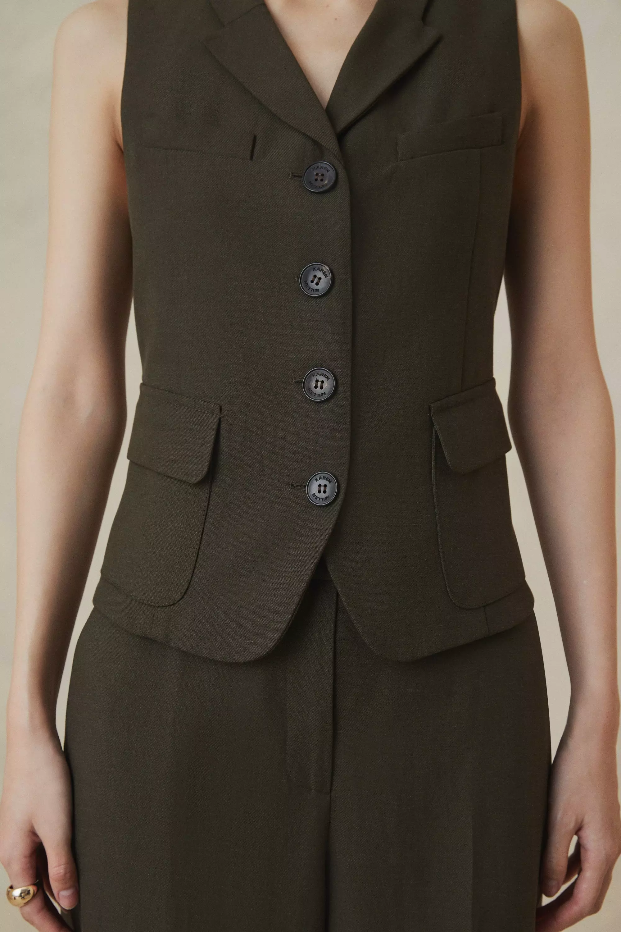 SIMKHAI Kirby Reverse Tailored Vest in Ivory | FWRD