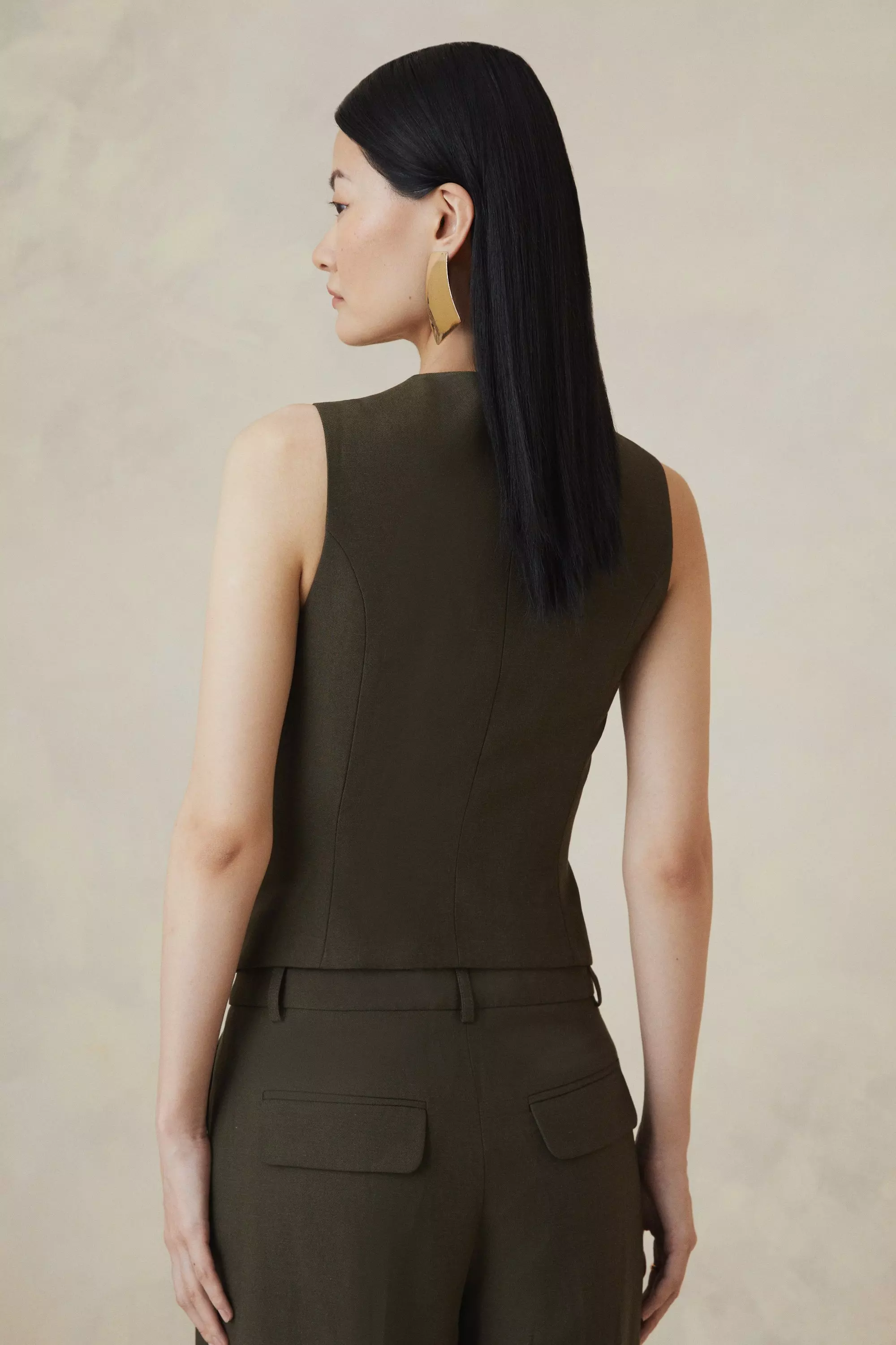 The Founder Premium Tailored Tencel Linen Pocket Detail Vest