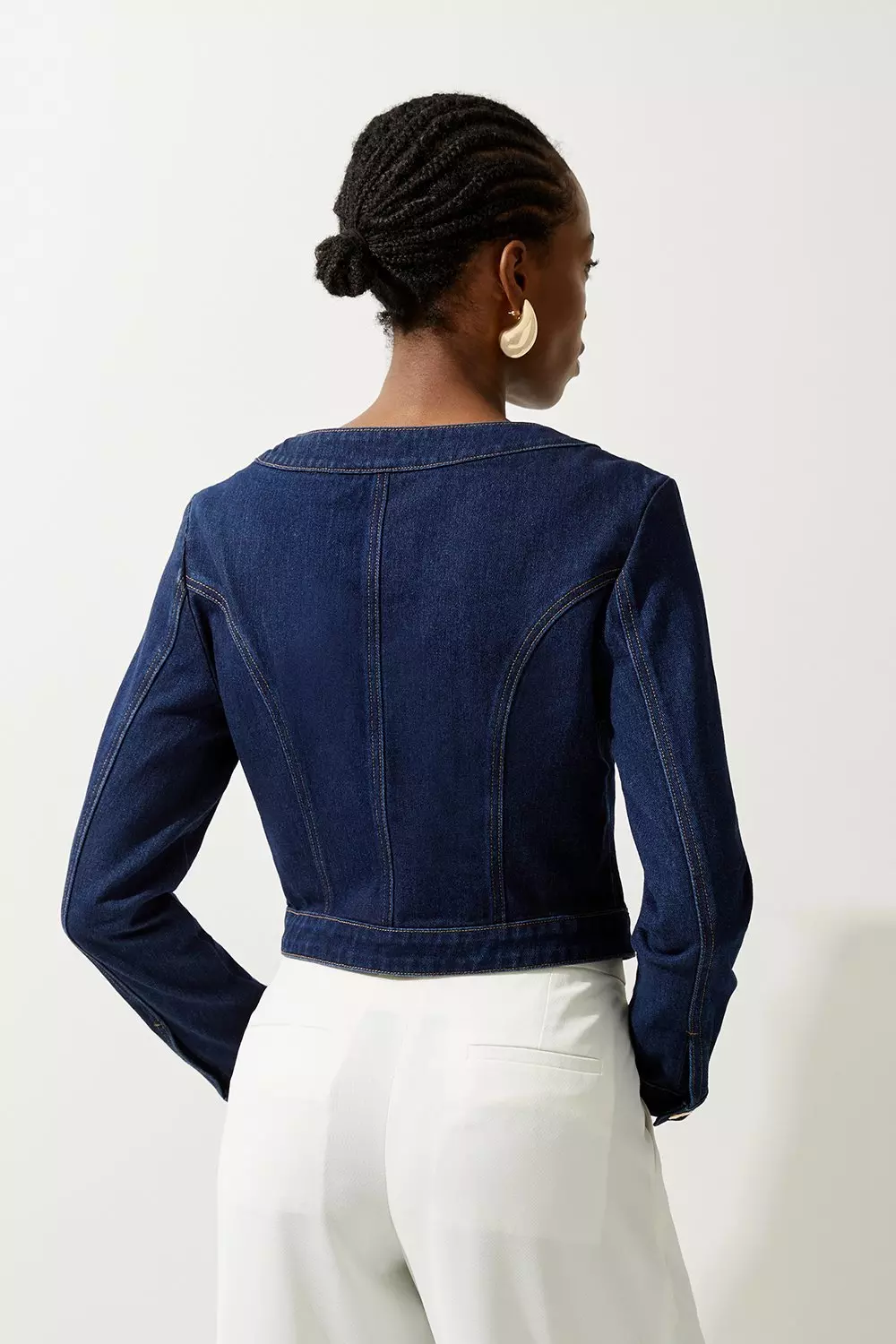Cropped Denim Pocket Detail Jacket | Karen Millen