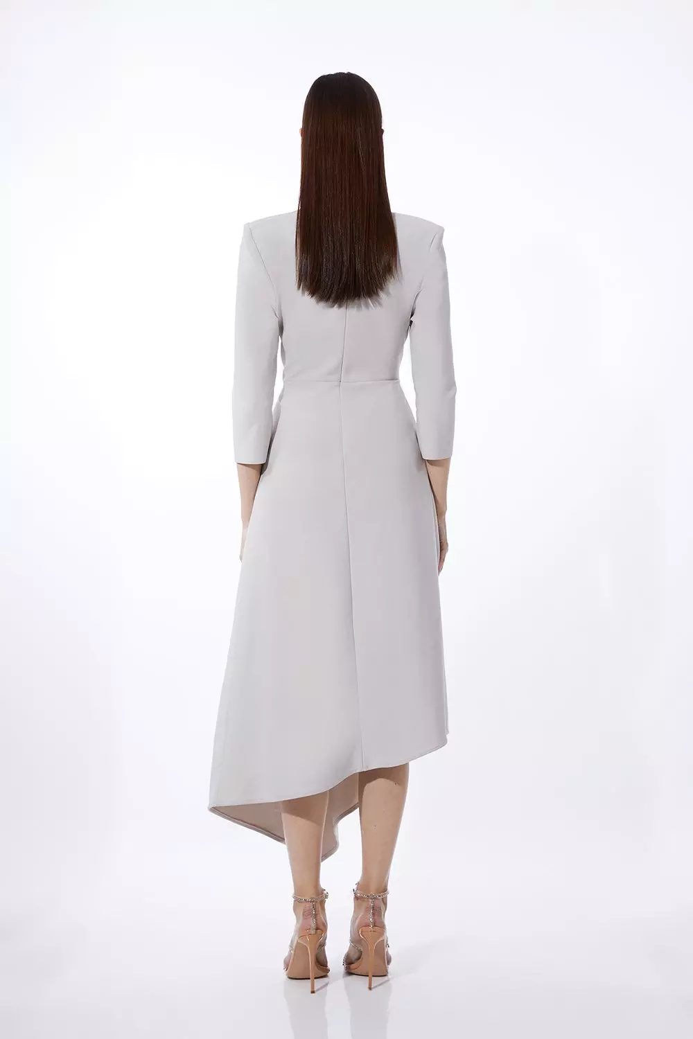 Bandage Form Fitting Asymmetric Embellished Knit Dress Karen Millen