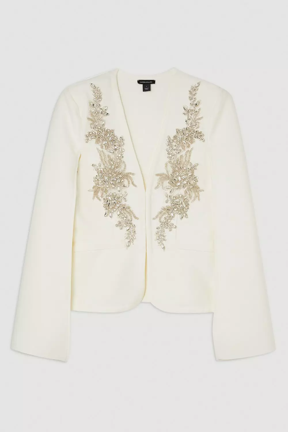 Bandage Form Fitting Cape Sleeve Embellished Jacket | Karen Millen